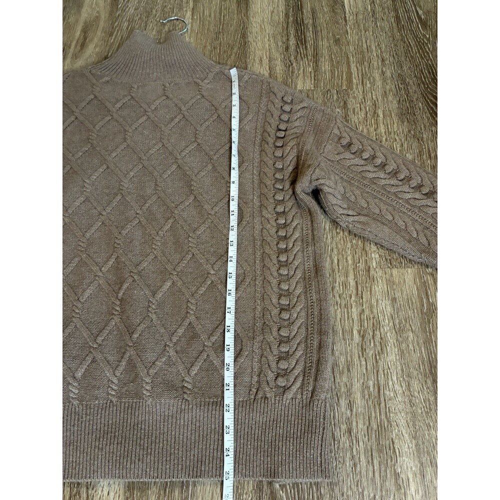 Chloe 100% Cashmere Diamond Cable Knit Turtleneck Sweater Beige Size 36 US Small - Picture 6 of 7